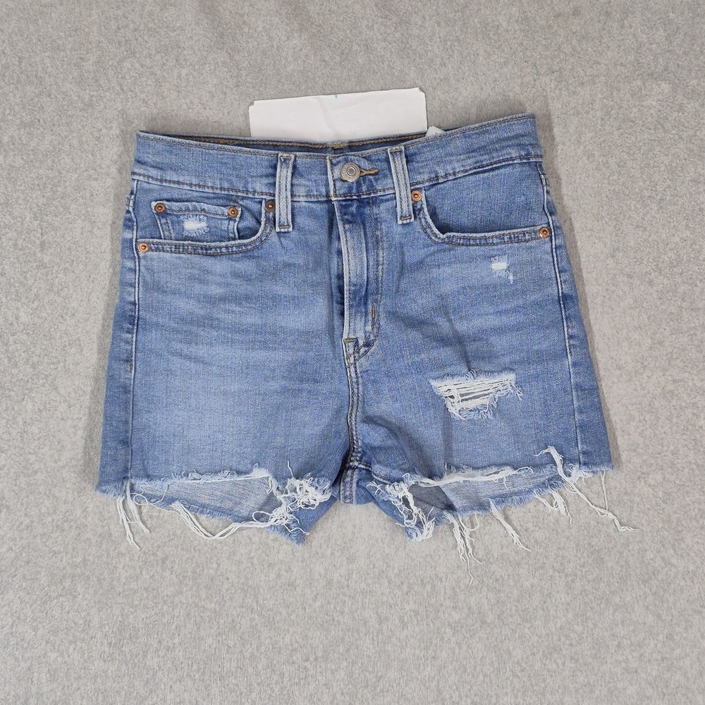 Levi's Women Shorts 27 Blue Denim High Rise Cut Off Distressed Pockets 2" Inseam